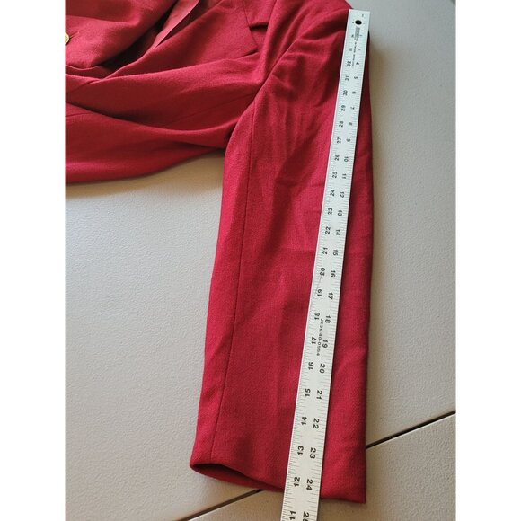 Joan Leslie Womens Red Wool & Nylon Blazer Size 16 With Gold Button Detail - Picture 4 of 16